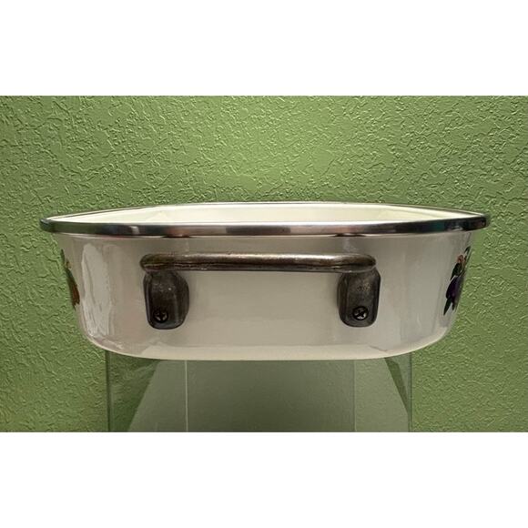 Enamelware Vintage Fruit Design Baking Casserole Pan 16" Thailand - Picture 7 of 10